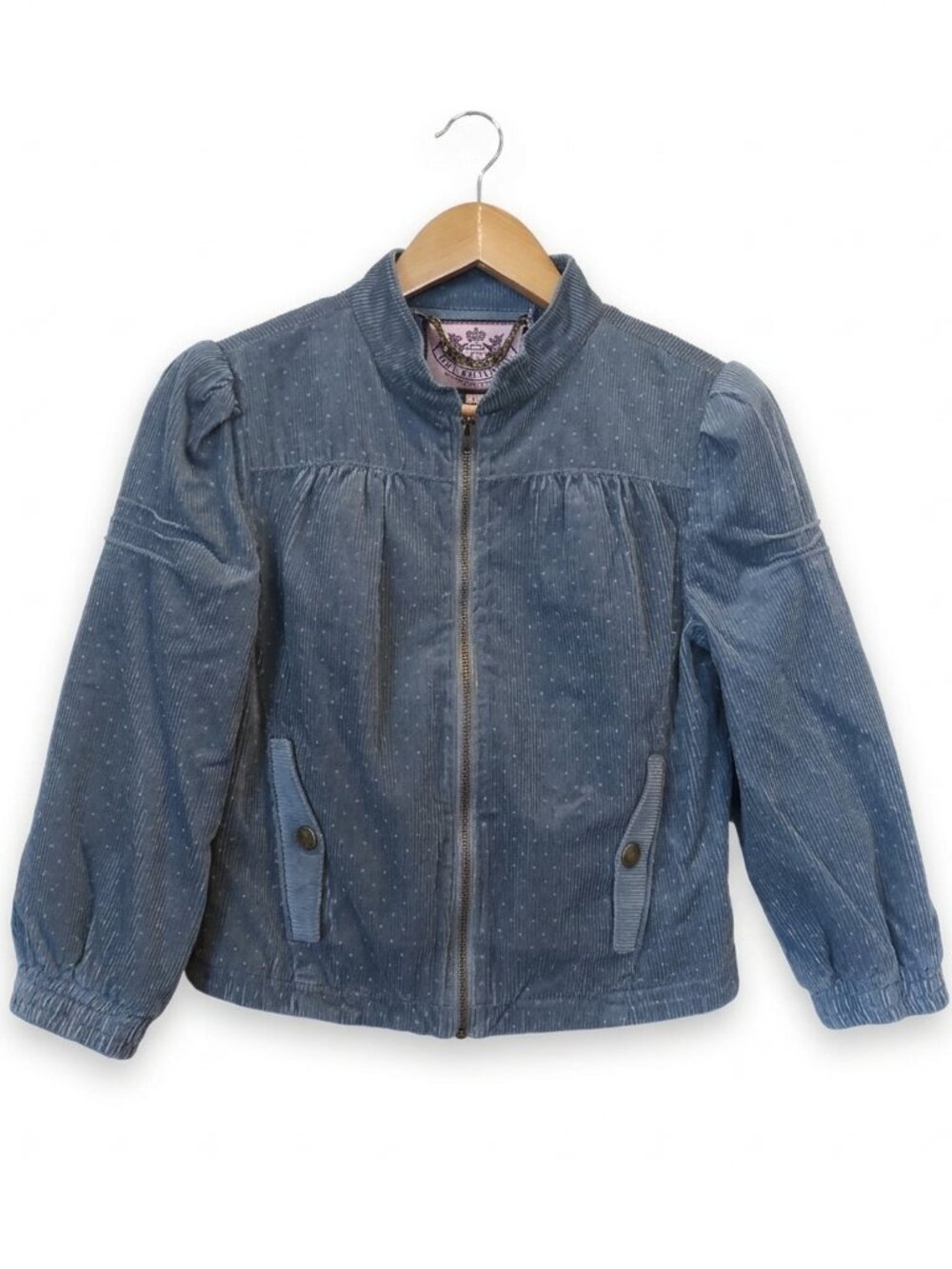 Juicy Couture Vintage y2K gray corduroy jacket full-zip ditsy cute S smocking